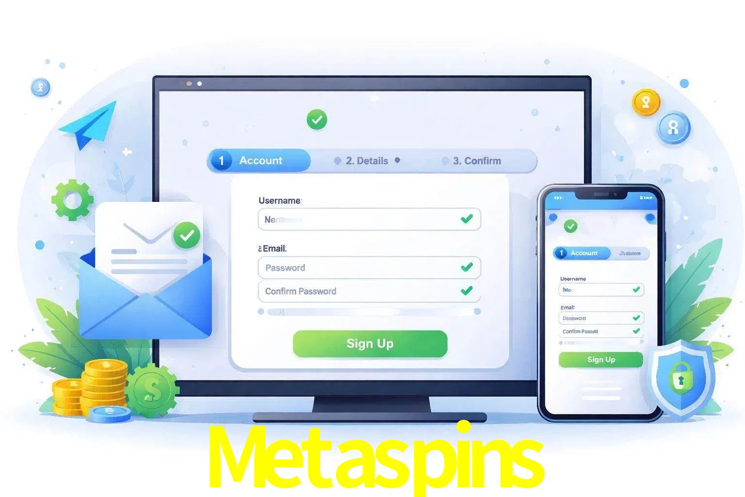 Registro de nuevo usuario y configuración de cuenta Metaspins