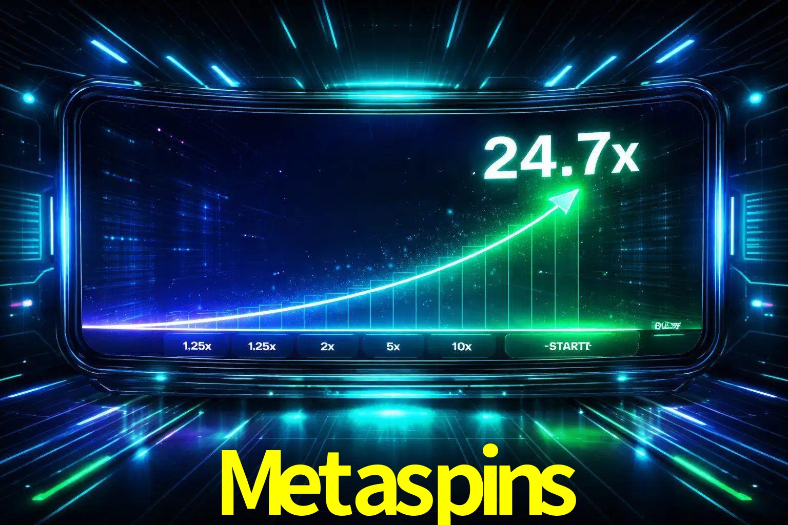 Una pantalla moderna de juego estilo crash con multiplicadores ascendentes, visuales de neón y una interfaz intensa enfocada en la acción.